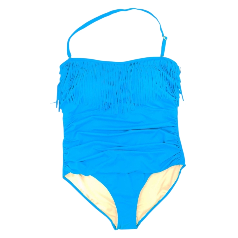 NWOT Swimsuits for All x Kim Gravel Fringe One-Piece Swimsuit Calypso Blue - 22W - Picture 4 of 12